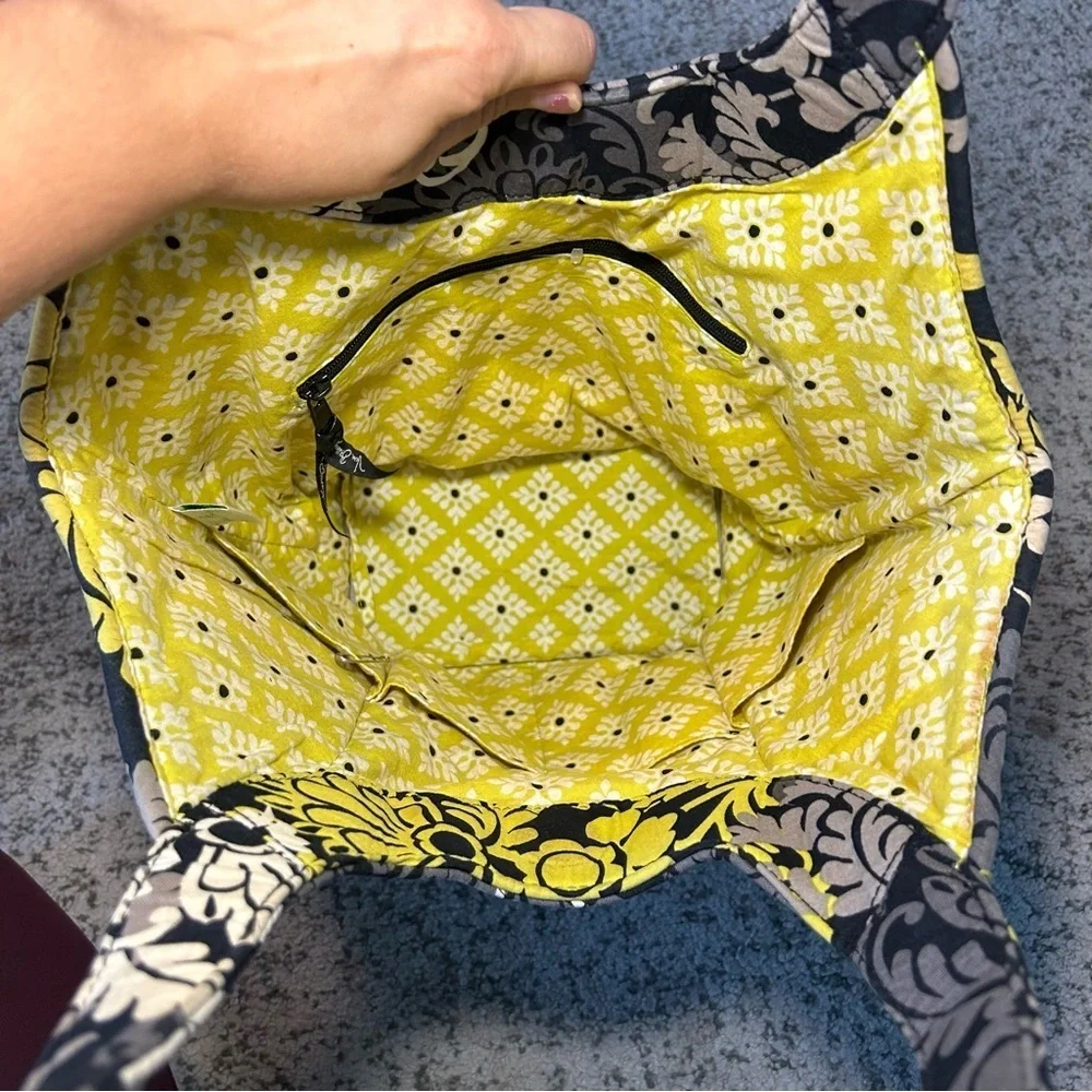 Vera Bradley Black & Yellow Baroque Hobo Shoulder Bag
